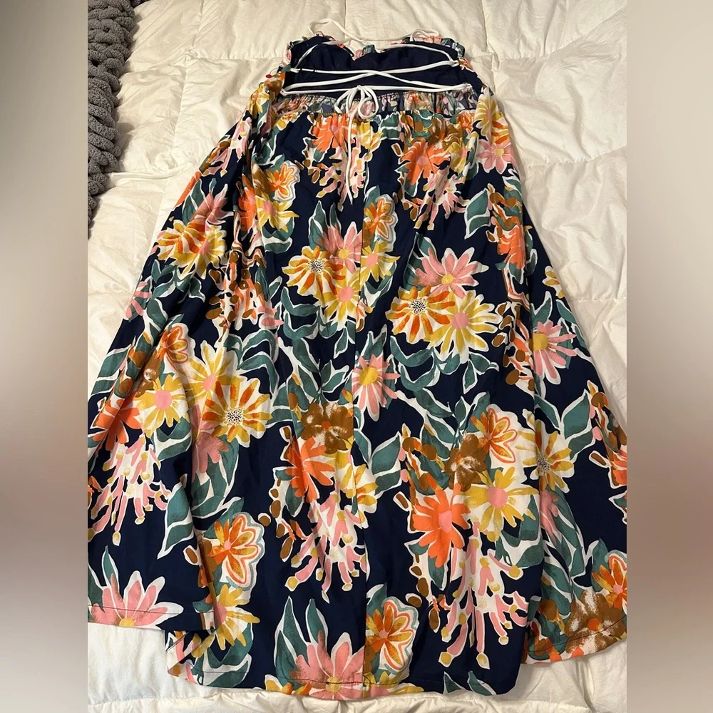 Lush Sweetheart Tie Back Floral Maxi Dress in Navy and Pink - NWOT - Size S - Picture 6 of 11